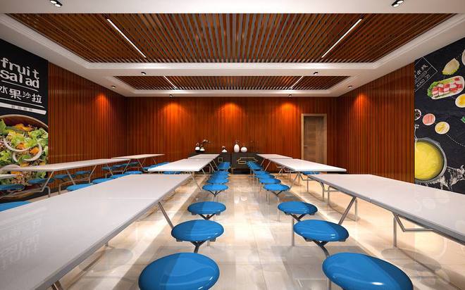 k1体育官网工装学校食堂室内设计表现聊城市技师学院食堂设计案例！(图3)